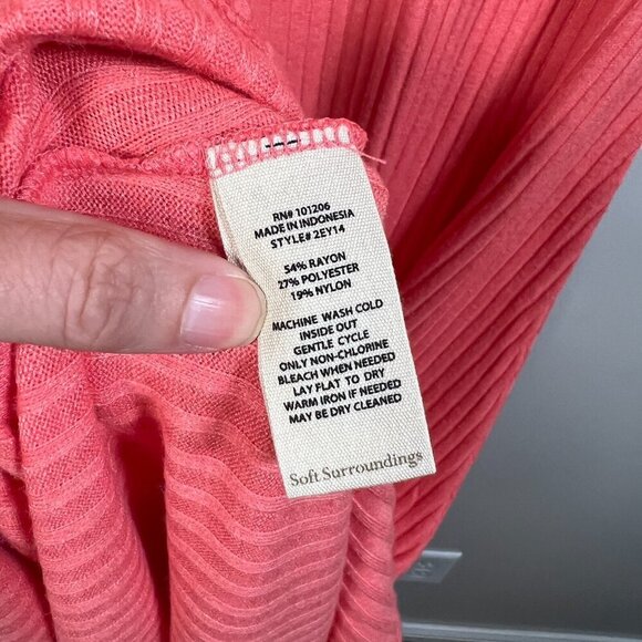 Soft Surroundings Santiago Maxi Dress Size Large Coral Reef Ribbed Vacation - Picture 10 of 10